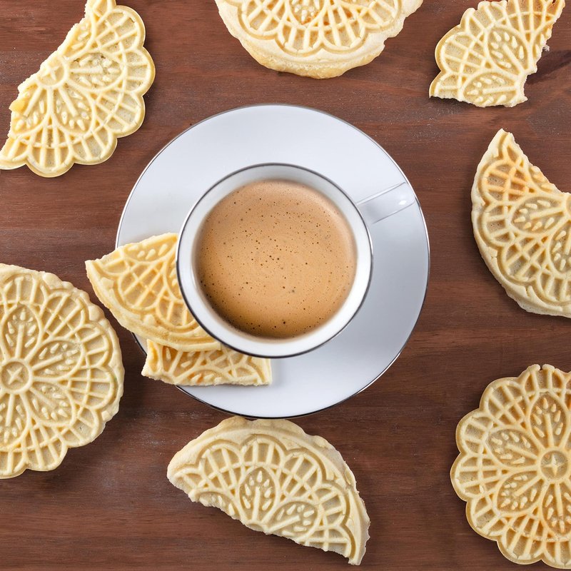 Mini Electric Pizzelle Maker- Makes 1 Personal Tiny Sized 4" Traditional Italian Waffle in Minutes- Nonstick Iron Press w Recipe Book- Dessert Cookie Treat or Housewarming Baking Machine, Gift for Her