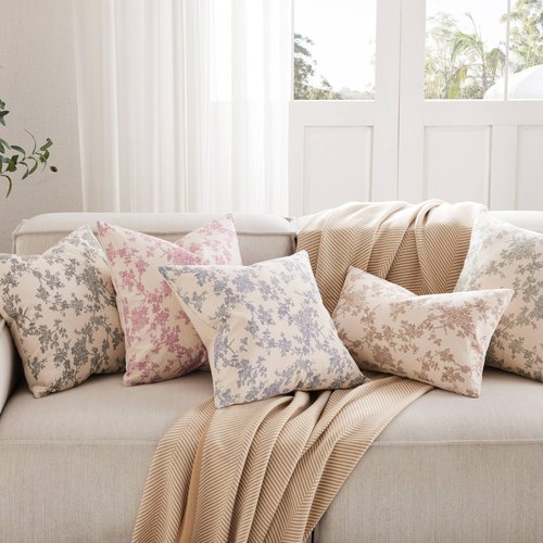 YZJZEDS 100% Cotton French Pastoral Throw Pillow Covers Set of 2, 22x22 Inch Brown Farmhouse Decorative Cushion Covers for Sofa Bed Living Room Home Decor