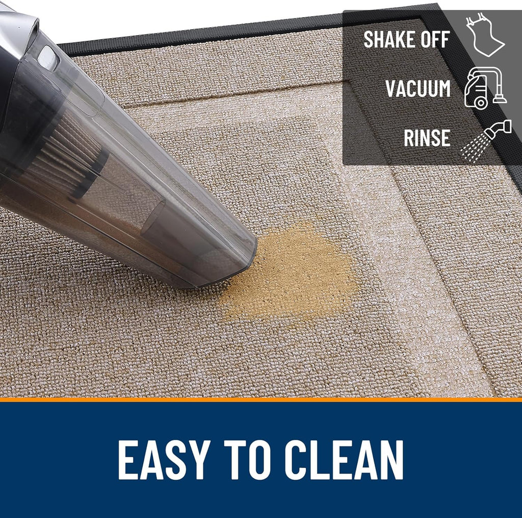 OLANLY Waterproof Front Door Mat - All-Season Natural Rubber Doormat, Easy Clean, 47x17, Camel