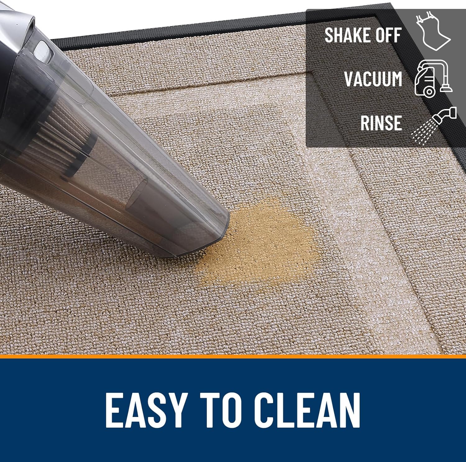 OLANLY Waterproof Front Door Mat - All-Season Natural Rubber Doormat, Easy Clean, 47x17, Camel