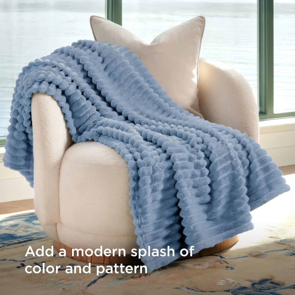 Bedsure GentleSoft Throw Blanket - Cozy, Soft Couch Blanket in Blue | Perfect 50x70 Inches Size