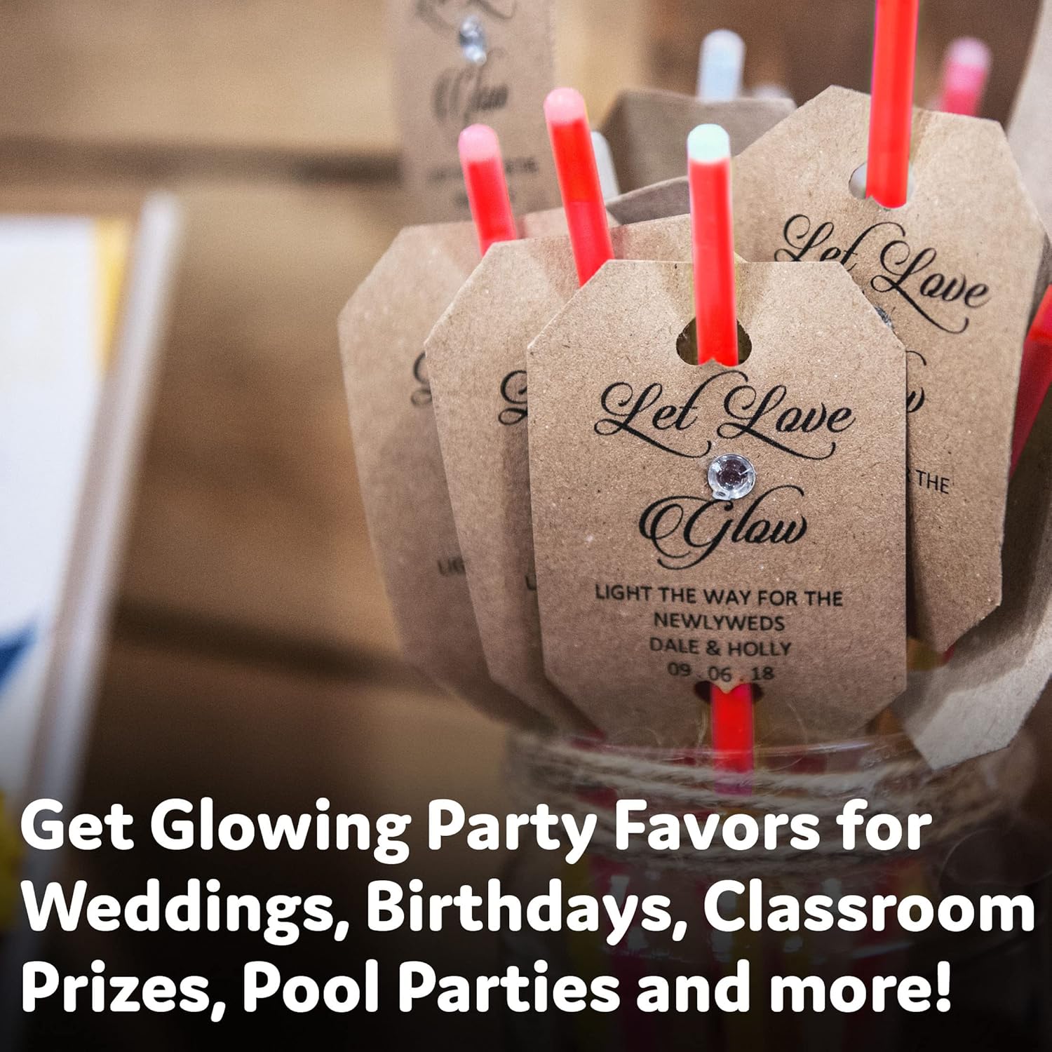 PartySticks Red Glow Sticks - 100 Pack | 8 Inch Glow in The Dark Light-Up Party Favors & Decorations