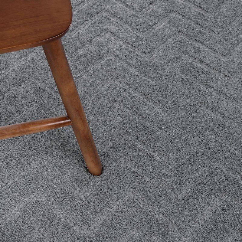 SHACOS Soft Fluffy Chevron Area Rugs 4'x5'3" Non Slip Washable High-Low Pile Textured Modern Geometric Wave Floor Rug Carpet for Living Room Bedroom Dining Room, Grey