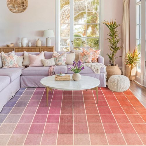 **Skiennix Ombre Pink and Orange Area Rug - Washable Non-Slip Design for Living Room | 5x7 Size**