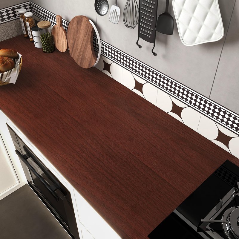 BAYYA Cherry Wood Contact Paper Red Brown Waterproof Furniture Sticker Peel and Stick Wallpaper Kitchen Cabinet Door Table Countertops Floor Shelf Drawer Liner Self-Adhesive Decorative Paper