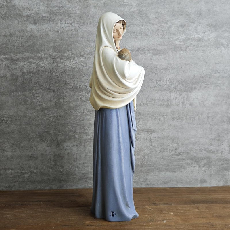 BC Catholic Madonna with Child Statue, 12.75" H Blessed Virgin Mary Figure, Holy Mother Religious Gift for Mom, Hand Painted Virgen Maria Renaissance Sculpture by Buildclassic