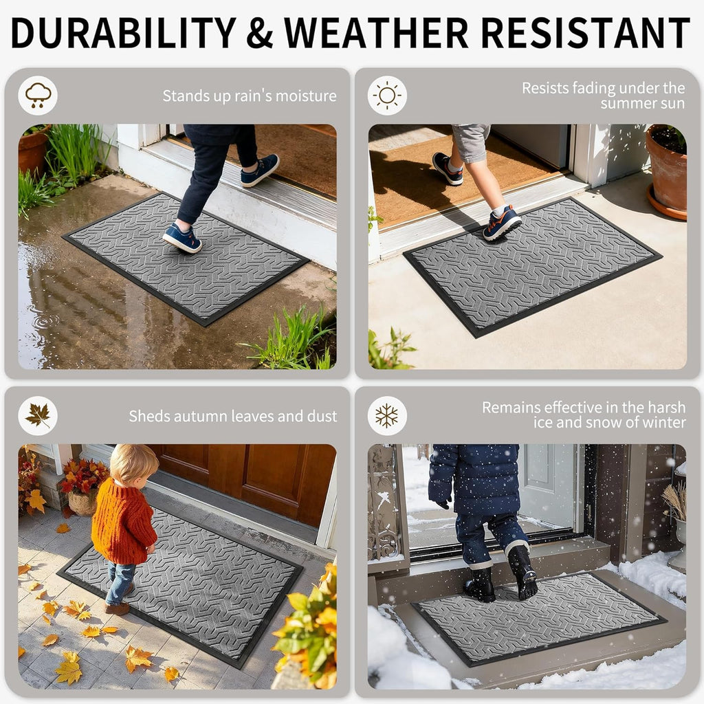 Yimobra Waterproof Heavy-Duty Front Door Mat - Non-Slip Rubber Entry Mat | 29.5"x17", Grey