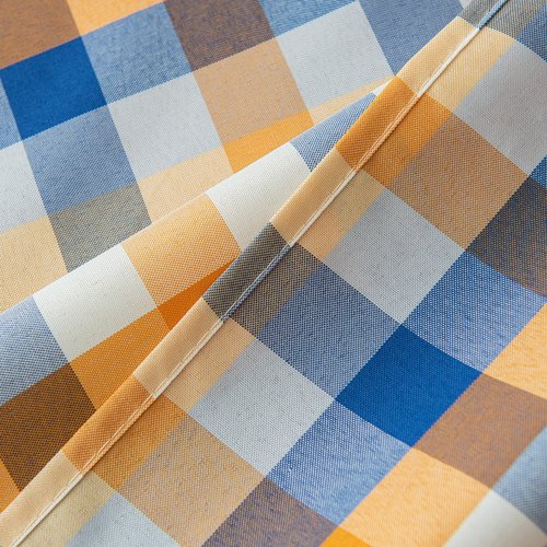 LOSIVISHE Fall Plaid Waterproof Tablecloth – Orange, Blue & White Check Pattern – Thanksgiving Harvest Table Cover, Stain-Resistant & Durable, W60 x L144 in