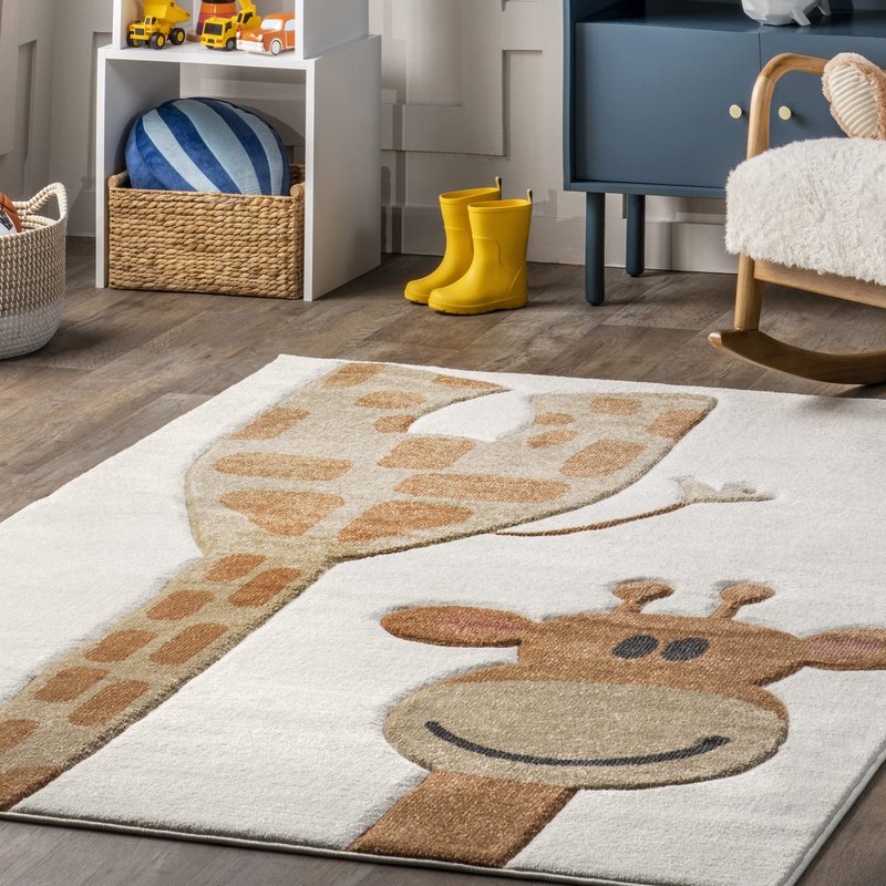 Nuloom Anabell Beige/Ivory, 4' x 6', Giraffe Print, Soft and Cozy, High Traffic, Stain Resistant, Easy Clean, Durable Area Rug for Bedroom, Living Room, Dining Space, Den, Foyer, Entryway