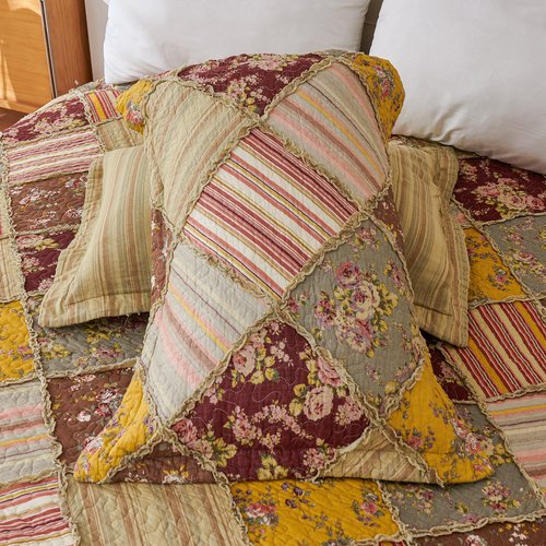 Cmfshape Floral Quilt Sets Bedspread Set 100% Cotton Patchwork Bedding Set, All Season Use Lightweight Reversible Coverlet Quilts with 2 Pillow Shams(King 106"x96")