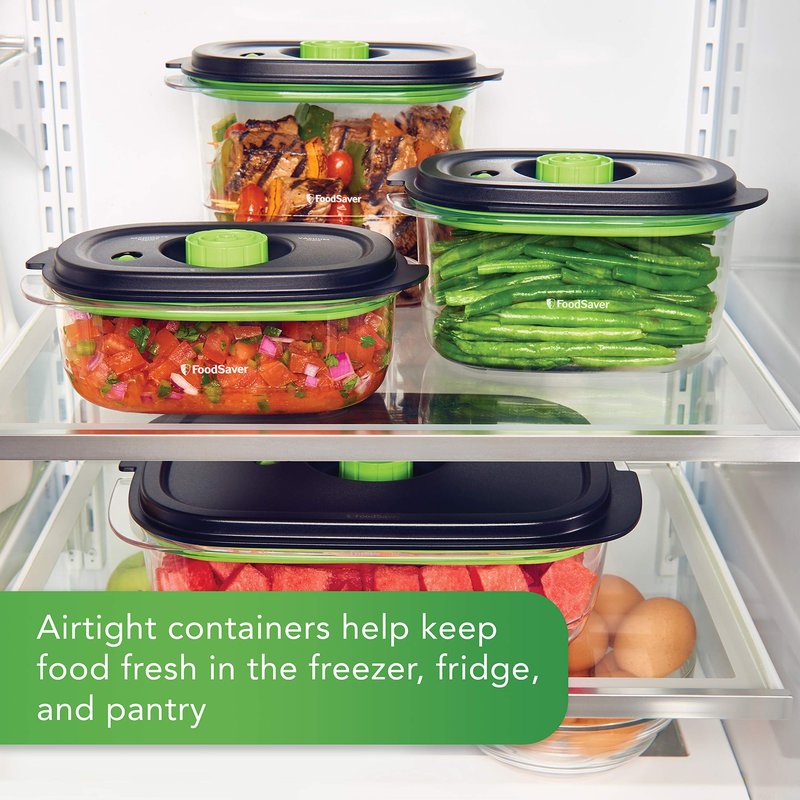 FOODSAVER 2116382 Preserve & Marinate Vacuum -Containers,1-3 cup and 1-10 cup, Clear (Count-2) & Vacuum Sealer Bags, Rolls for Custom Fit Airtight Food Storage and Sous Vide