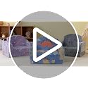 2-in-1 Convertible Kids Sofa Chair - Foldable Foam Plush Couch, Gray Dinosaur