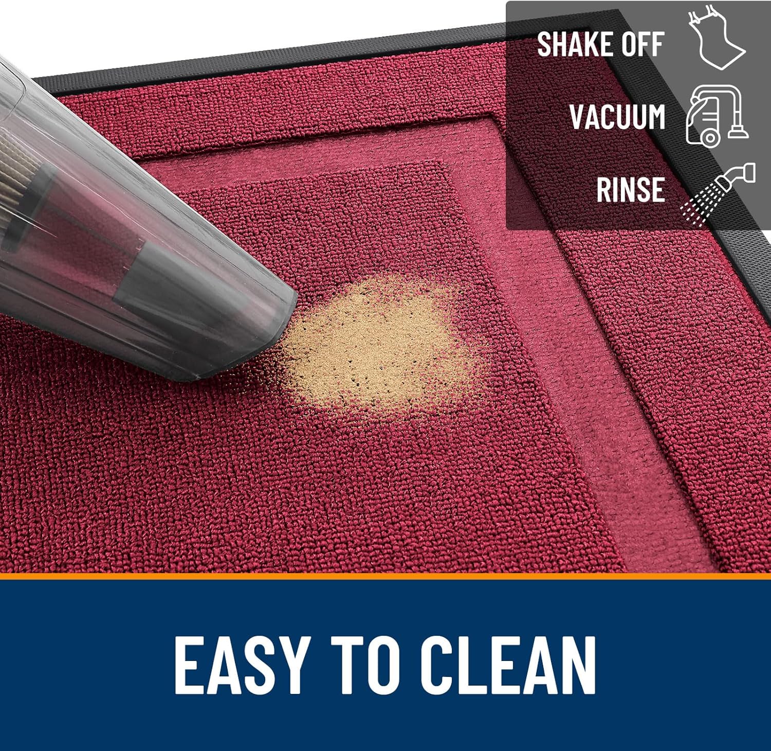 OLANLY Indoor Outdoor Front Door Mat - Waterproof All-Season Doormat, Easy Clean, 47x23, Burgundy