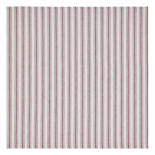 Timeless Ticking Red Stripe Ruffled Twin Bed Skirt, Farmhouse Country, Christmas Décor, 16" Drop
