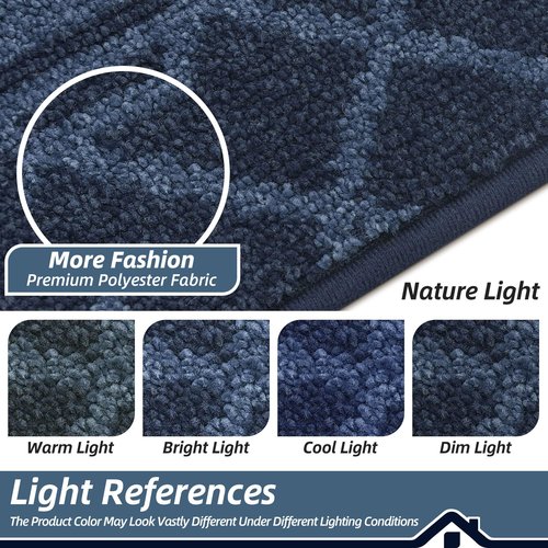 BEQHAUSE Door Mat Indoor Entrance Dirt Trapper Rugs for Entryway Non Slip Welcome Mat Absorbent Floor Mat Low Profile Washable Front Doormat for Dirty Paws, 36" x 60", Navy Blue