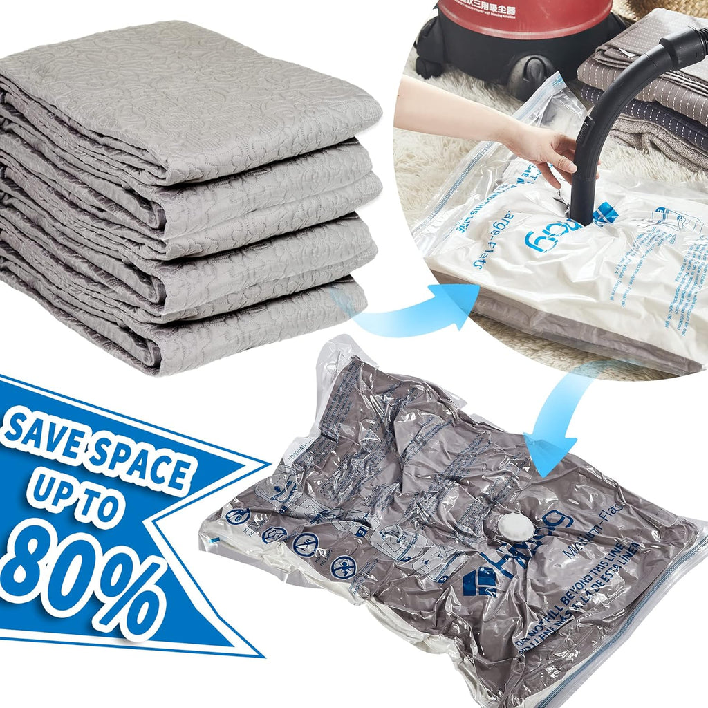 Skiennix Vacuum Storage Bags - Space Saver 20-Pack for Clothes, Bedding & Comforters | Durable & Reusable