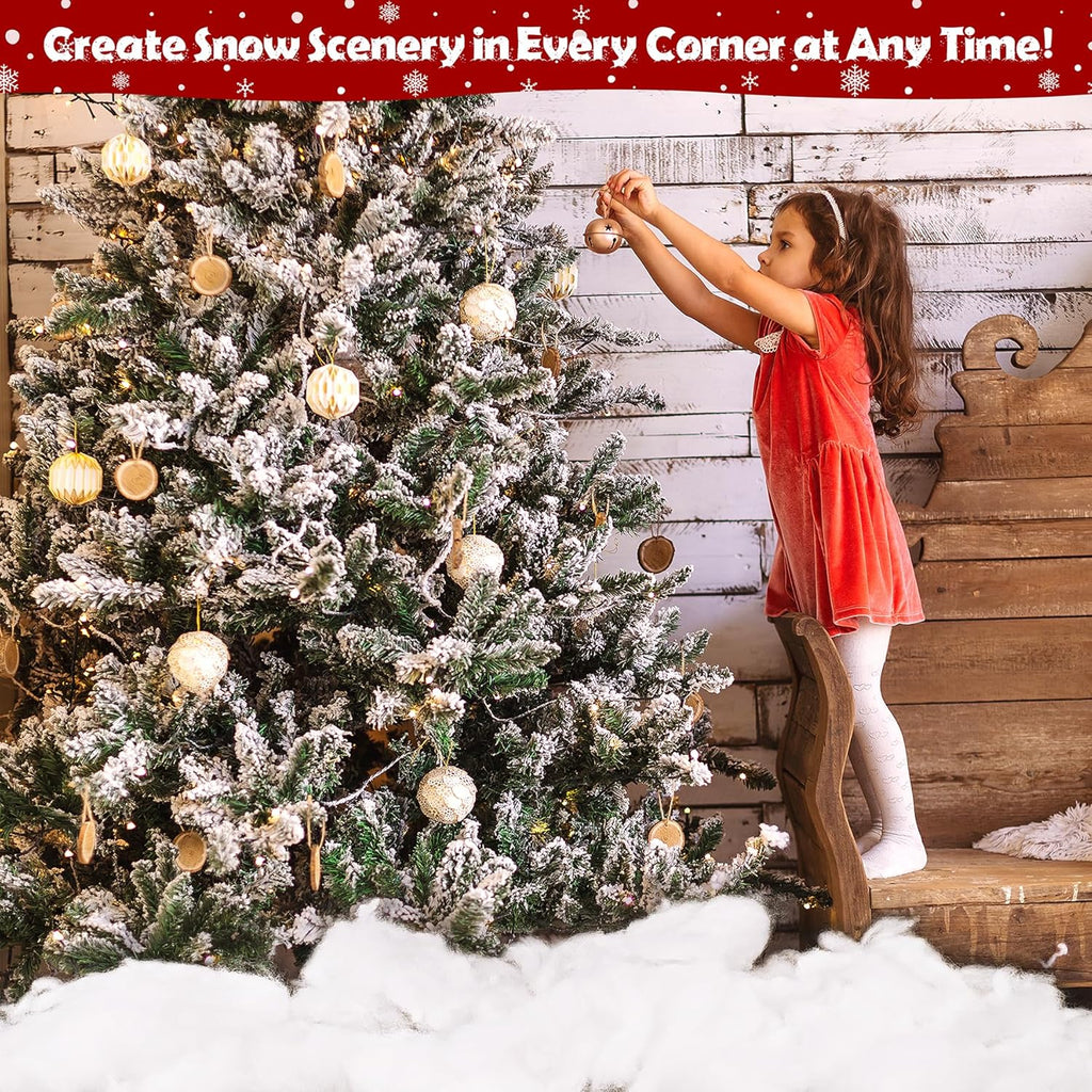 Skiennix Fake Snow Decor - 520g Fluffy Artificial Snow for DIY Christmas & Holiday Displays