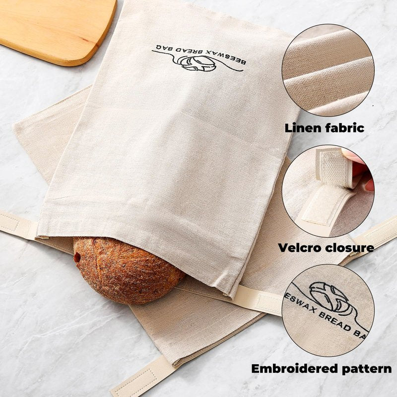 Beeswax Bread Bags for Homemade Bread. Beeswax Bags for Sourdough.（2 Pack). XL-12 * 17IN. ZSHLXM