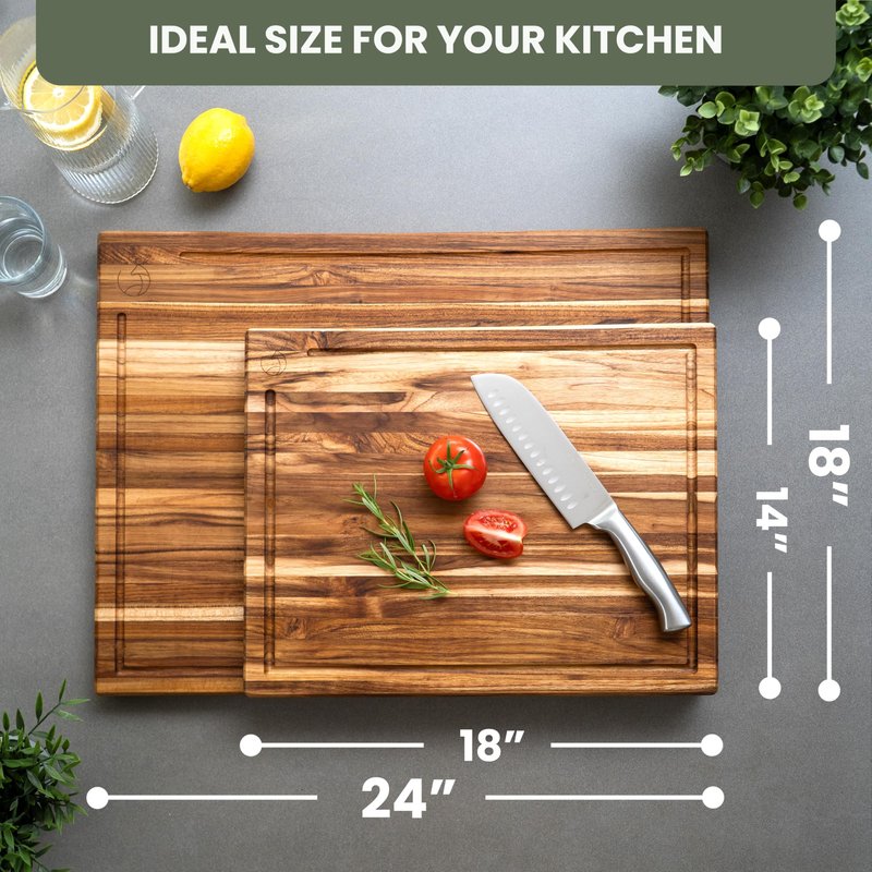 WALDWERK Large Teak Wood Cutting Board (18 x 14 x 1,2 inches)