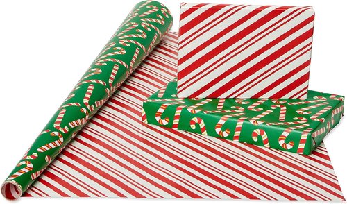 American Greetings Christmas Wrapping Paper Rolls - Reversible Santa & Snowmen Design | 120 sq. ft. (3 Rolls, 30 in. x 12 ft.)