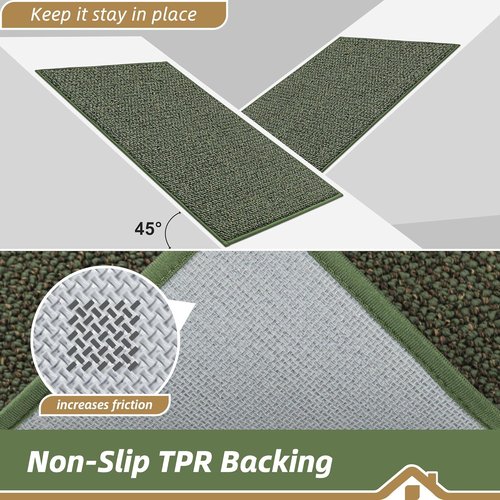BEQHAUSE Dirt Trapper Door Mat - Non-Slip, Washable, Dirt Resistant | 20" x 32", Green Entryway Mat