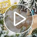 Christmas Ball Ornaments Set - Champagne 70mm Shatterproof Plastic Decorations with Pearl Accents - Variation of THIS listing