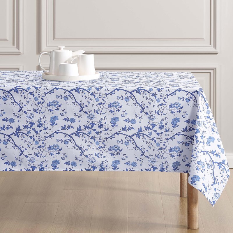Laura Ashley Decorative Tablecloth, Wrinkle and Stain Resistant, Spillproof Water Repellent, Easy Care Washable Polyester Fabric for Dining, Kitchen, Holiday and Party, 60" x 120", Charlotte