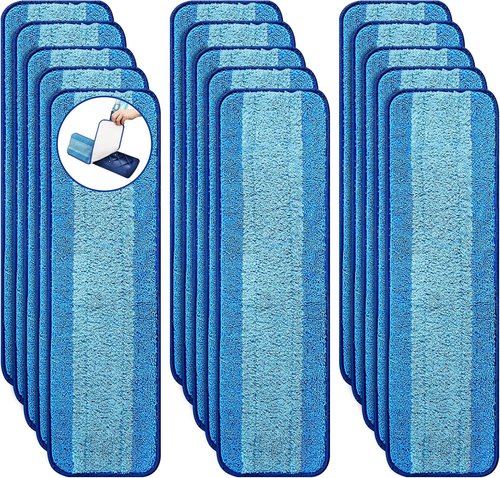 Bona Microfiber Mop Pads - 15-Pack Washable Reusable Refills for Hardwood, Tile & Multi-Surface Floors | Pet Hair & Stain Remover