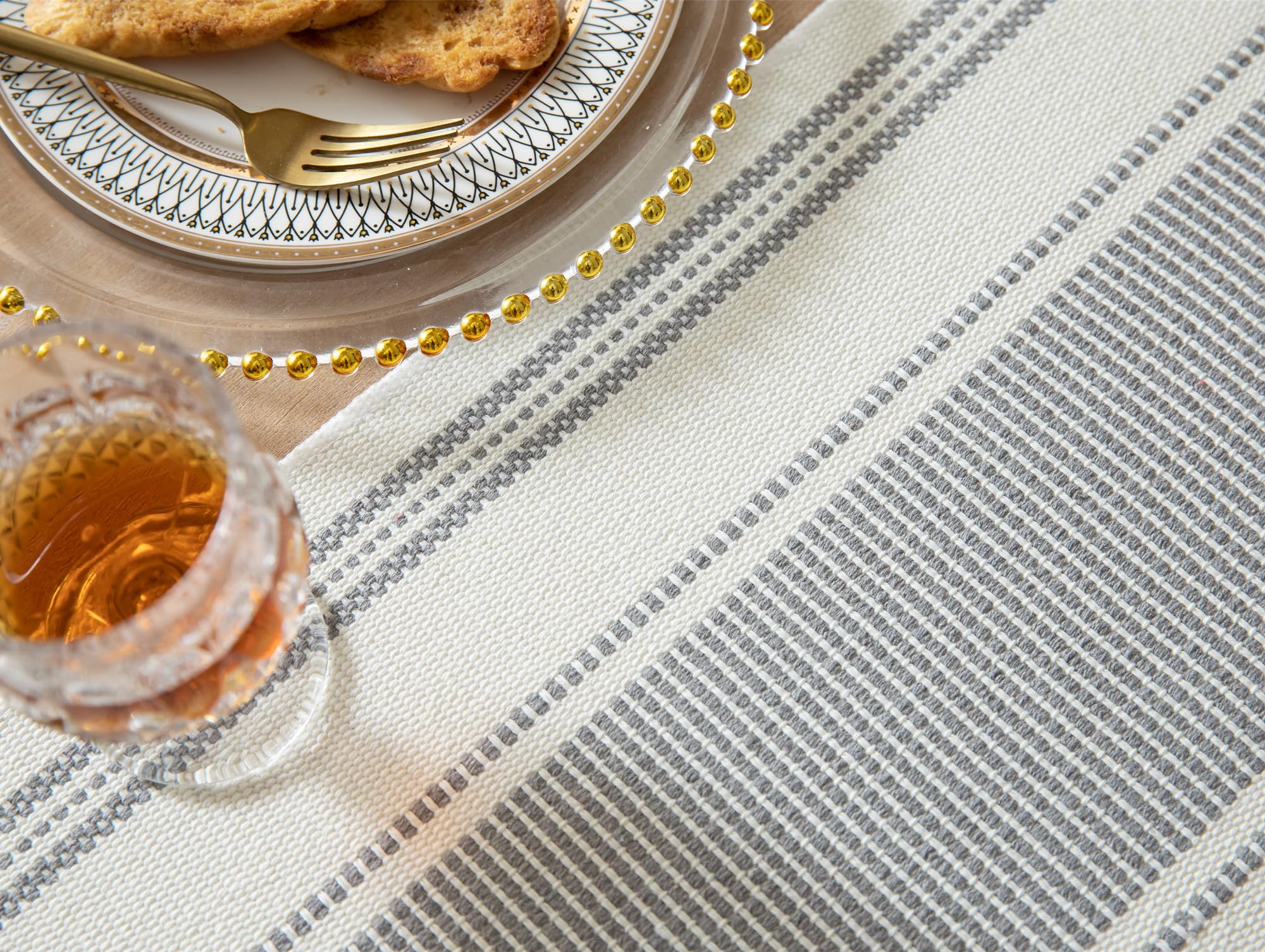 Caflife Boho Table Runner Natural Stripe for Modern Farmhouse Coffee Table Decor, Rustic Woven Runner with Handcrafted Tassels for Home Dining Table décor 13 x 90 Inch Long