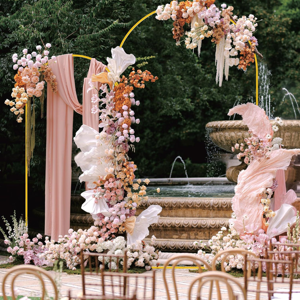Wokceer Wedding Arch Stand Set - Metal Backdrop with Beige Cover for 7.2FT & 6FT Events | Perfect for Ceremonies & Parties