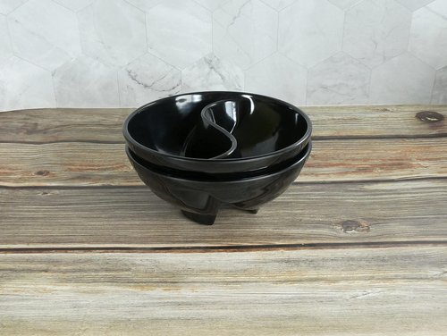 VALLENWOOD Never Soggy Cereal Bowl. Black x2. Divided. Cereal Bowl Separated. Unbreakable Melamine. Two sided bowl. Anti Soggy. Separate. Ideal for Snack And Salsa