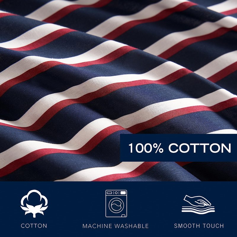 Nautica - Queen Duvet Cover Set, Cotton Reversible Bedding with Matching Shams, Medium Weight for All Seasons (Mineola Navy, Queen)