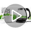 1.0L Electric Glass Kettle with Blue LED, Cordless Base & Auto Shut-Off