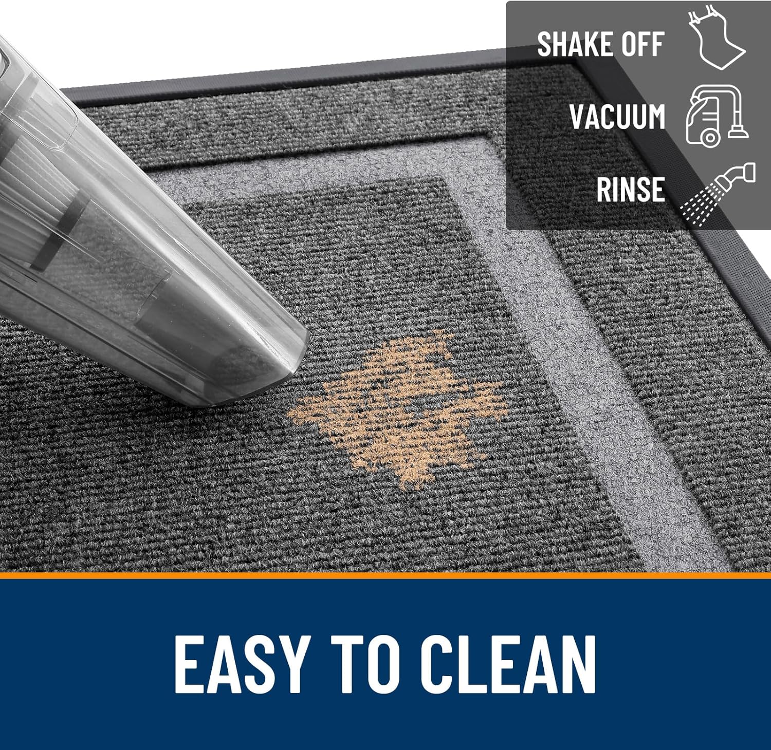 OLANLY Waterproof Front Door Mat - All-Season, Fade Resistant, Easy Clean, 47x17, Dark Grey