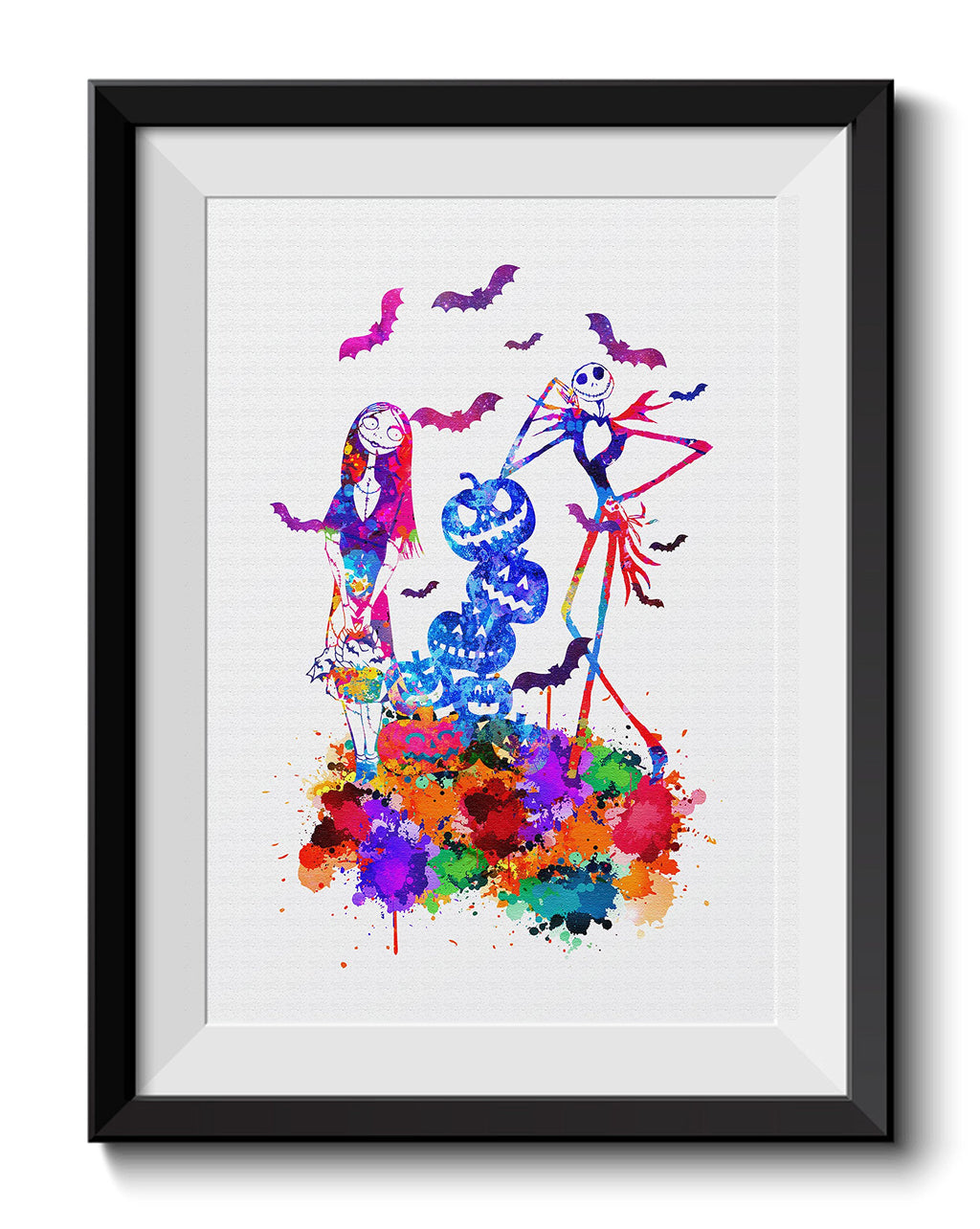 Uhomate 4 pcs Set Jack Sally Nightmare Before Christmas Abstract Art Home Canvas Wall Art Inspirational Quotes Wall Decor for Living Room for Bedroom M032 (13X19)