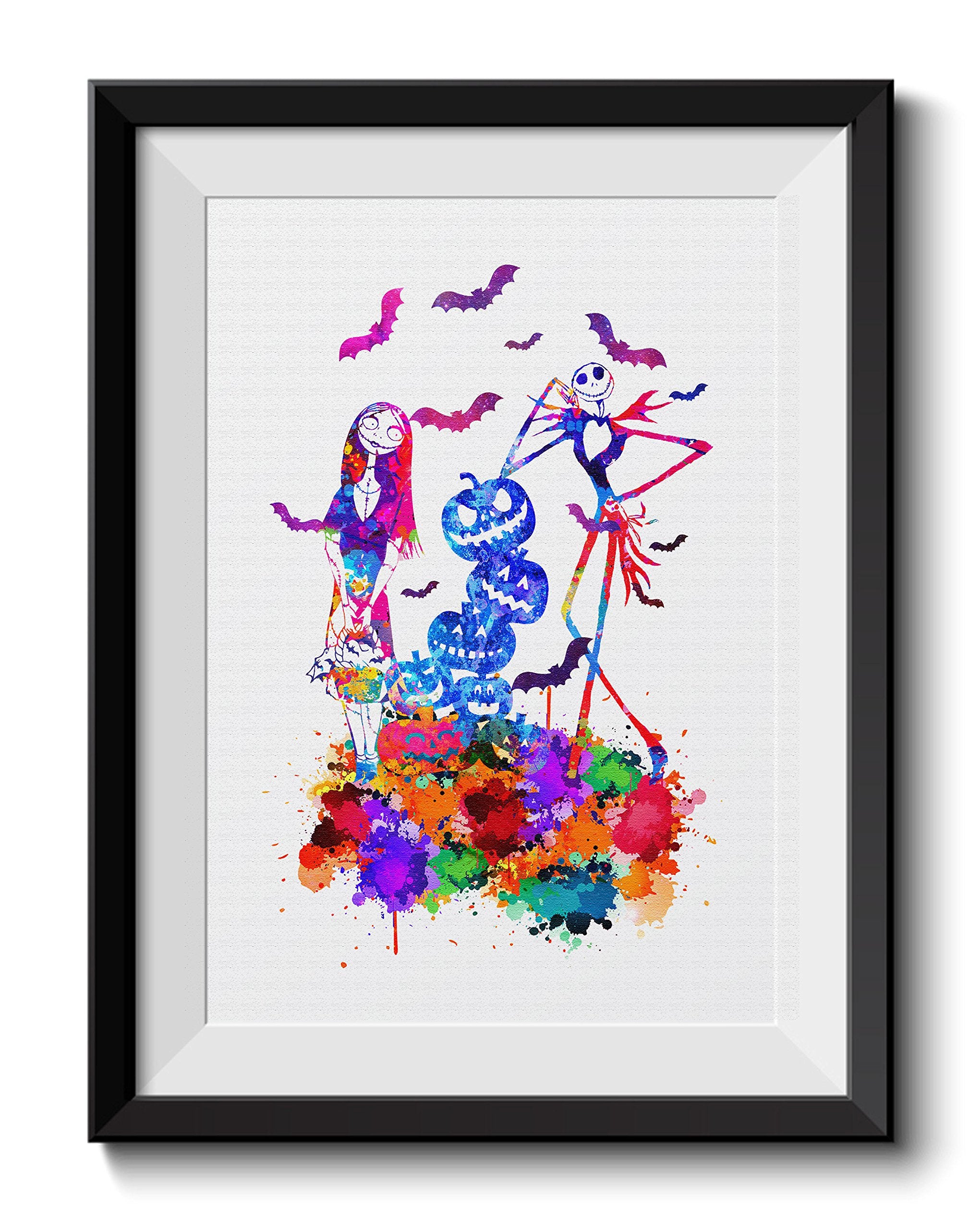 Uhomate 4 pcs Set Jack Sally Nightmare Before Christmas Abstract Art Home Canvas Wall Art Inspirational Quotes Wall Decor for Living Room for Bedroom M032 (13X19)