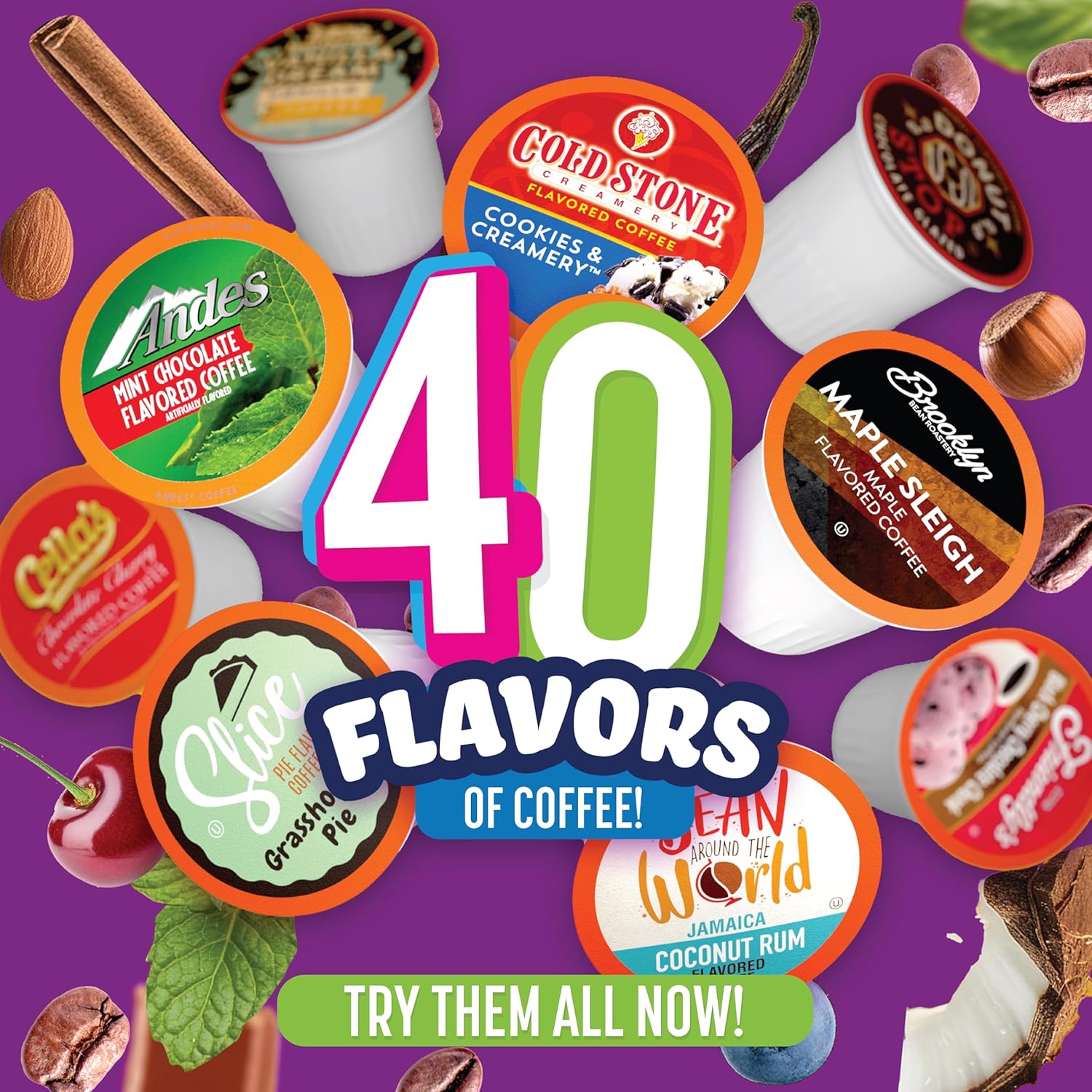 Two Rivers Coffee | Flavored Coffee Pods - Assorted Variety Pack for Keurig K-Cup Brewers, 40 Count
