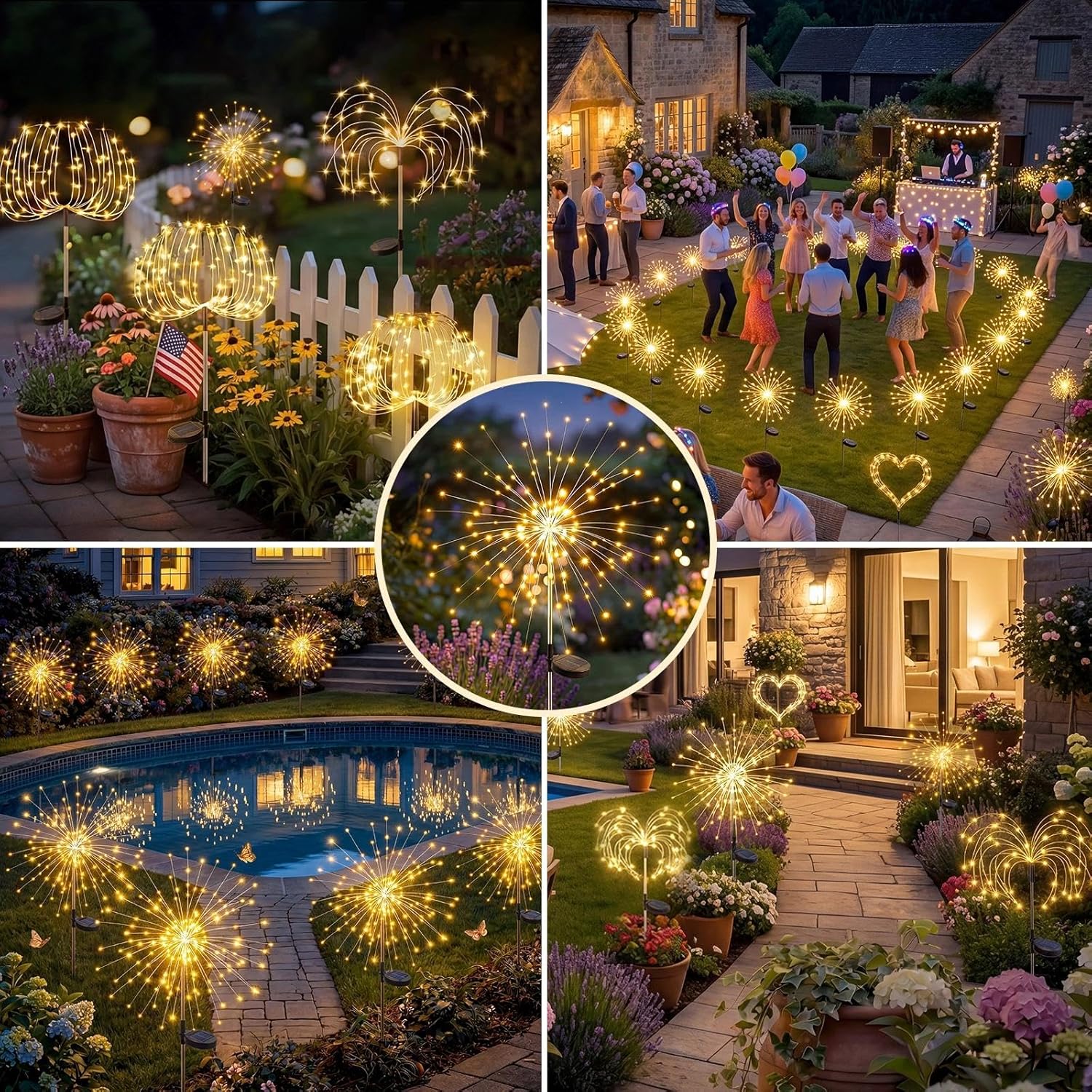 Solar Firework Lights - 120LED Starburst Garden Lights | Waterproof Outdoor Decor with 8 Modes