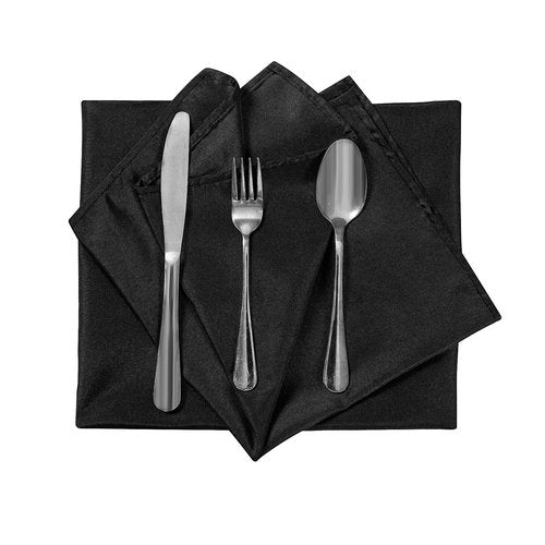 Cloth Napkins 17x17 inch Washable Polyester Dinner Napkins Soft Table Napkins for Wedding Party Dining Banquet(Black,50PCS)