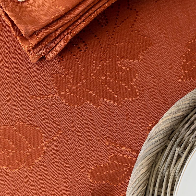 Benson Mills Harvest Legacy Damask Fabric Table Cloth Fall, Harvest, and Thanksgiving Tablecloth (Rust/Burnt Orange, 60" x 140" Rectangular)