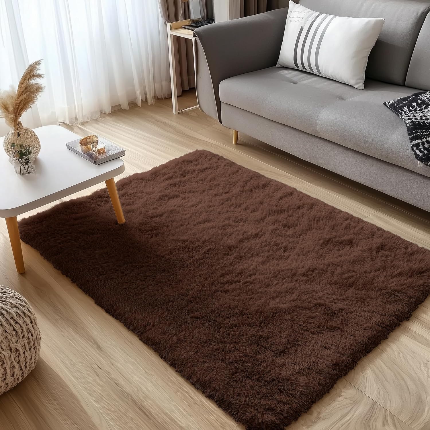 OLANLY Accent Rug - Soft Fluffy Shaggy Area Rug for Bedroom & Living Room | Machine Washable 3x4 ft