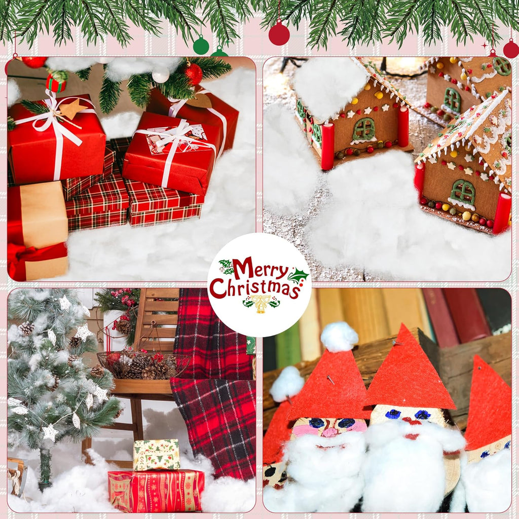 QZYL Fake Snow - Fluffy Cotton Snow for Christmas Village | 6 OZ Vacuum Packaged White Decor