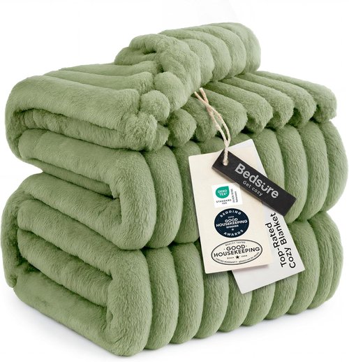 Bedsure GentleSoft Fleece King Blanket - Cozy Reseda Throw for Couch, 108x90 Inches