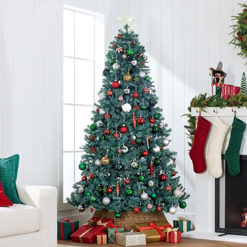 Best Choice Products 4.5ft Artificial Christmas Tree - Premium Unlit Realistic Spruce Holiday Décor | Dense Branches, Metal Base