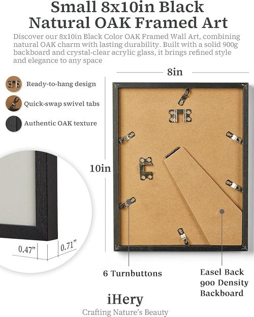 iHery Premium Natural Black Oak Wood Framed Wall Art - Trendy Inspirational Canvas Decor | 8x10in