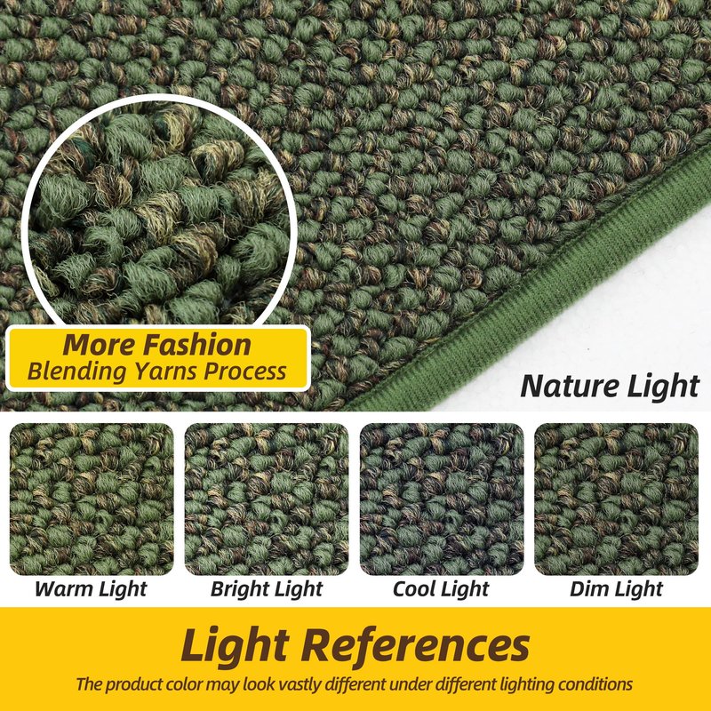 JSEI Kitchen Rugs and Mats, 2PCS Non-Slip Kitchen Mats for Floor, Machine Washable Absorbent and Stain Resistant Kitchen Runner, Carpet Mats with TPR Backing for, 24''x36''+24''x60'', Green