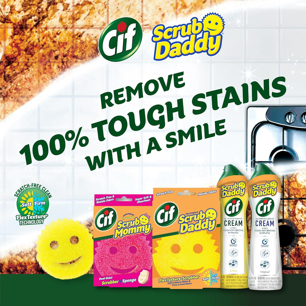 Scrub Daddy Scrub Mommy | All-Purpose Cleaner with Cif Cream - Non-Scratch Sponge for Kitchen & Bathroom Cleaning
