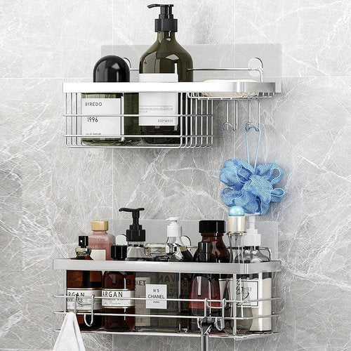 KESOL Shower Caddy - Rustproof SUS304 Stainless Steel Wall-Mounted Organizer | 2 Pack, Silver Finish