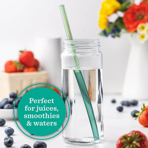 Glass Straws - Two Toned Colors - 5 Pack Set for Drinking Juices, Smoothies, Waters, Shatter Resistant, Reusable, Stylish
