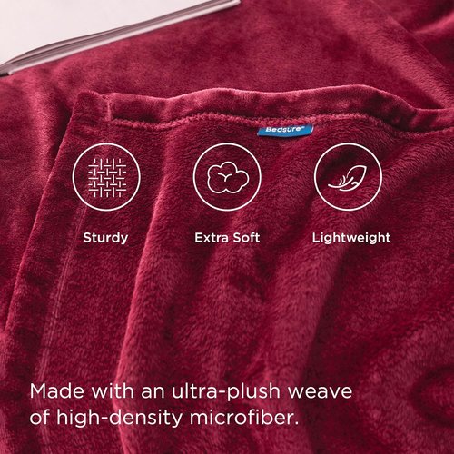 Bedsure GentleSoft Fleece Blanket - Lightweight Plush Cozy Twin Size Red, 300GSM for Home & Travel, 60x80 Inches